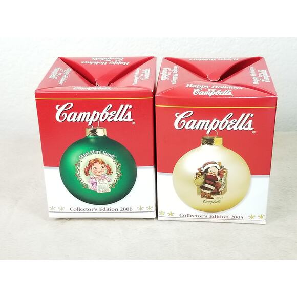 Campbell's Soup Ornament 2006 Green Collector Edition 2005 Cream New x2 Vintage - Picture 6 of 12